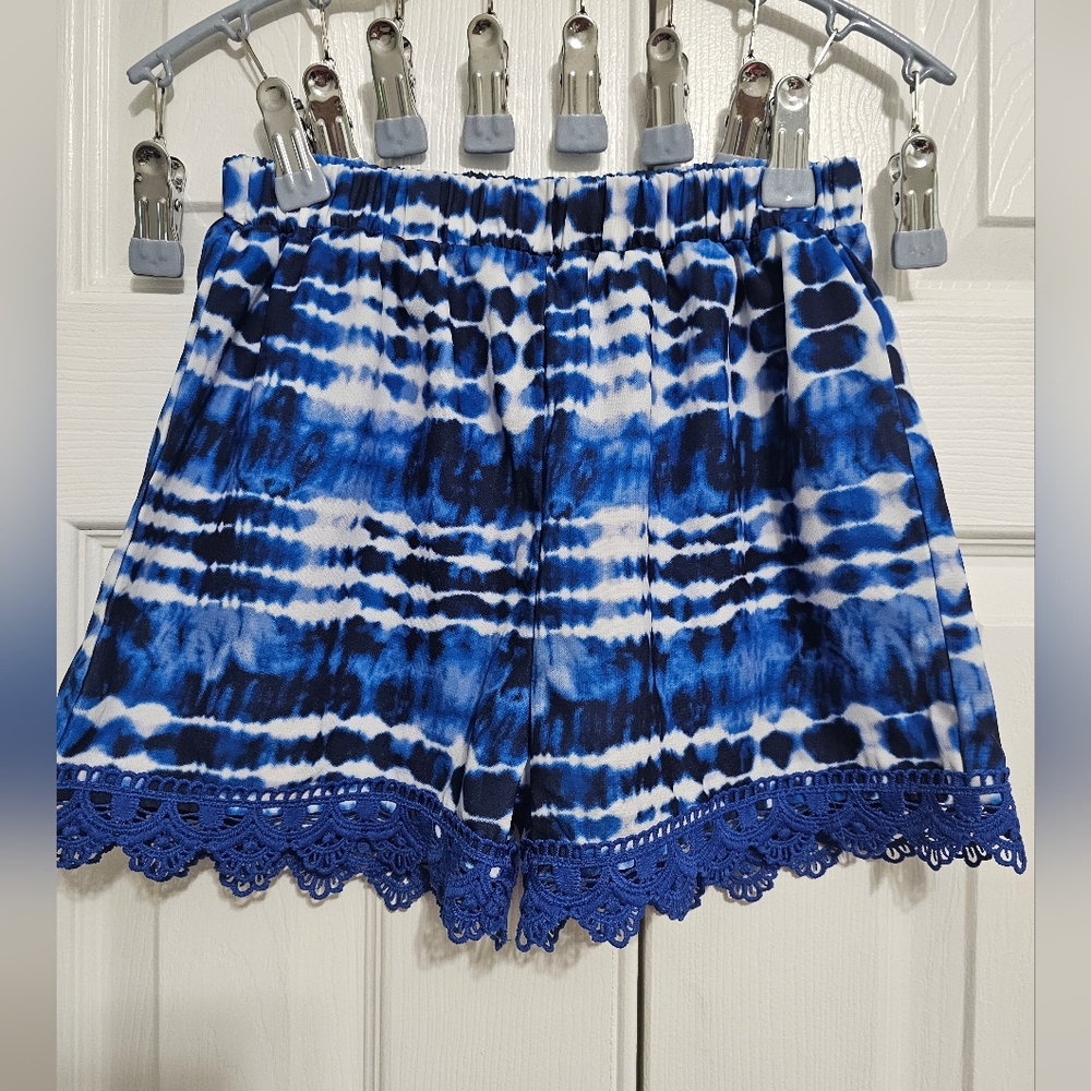 Girls Tie Dye Shorts w/ Lace Trim sz 10